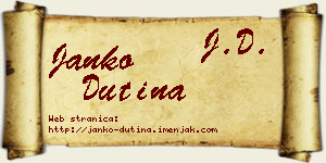 Janko Dutina vizit kartica
